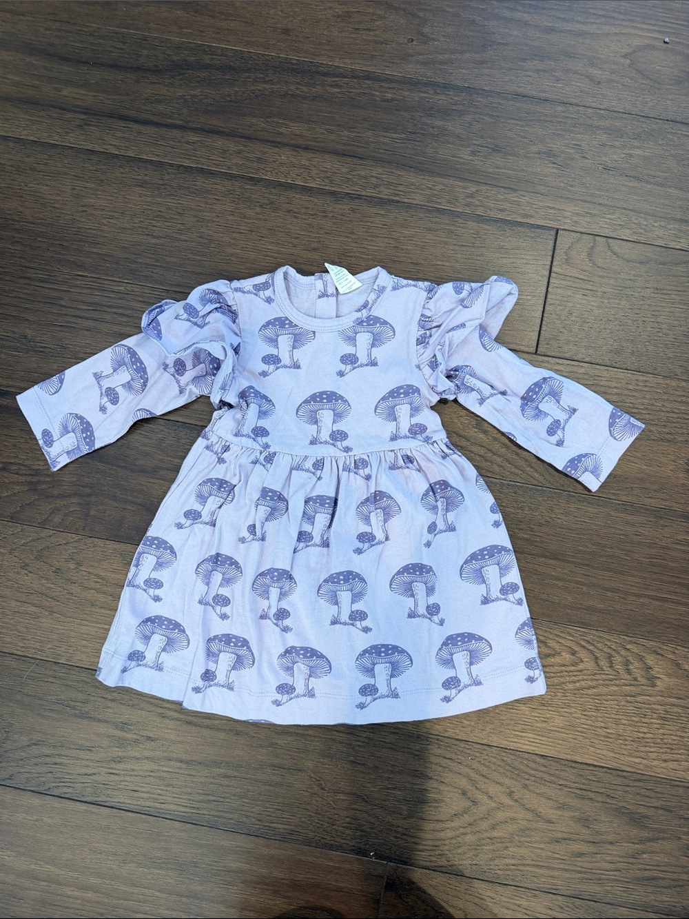 kate quinn Lavender Mushroom Print Long Sleeve Dress Size 12-18 Months - C8-055